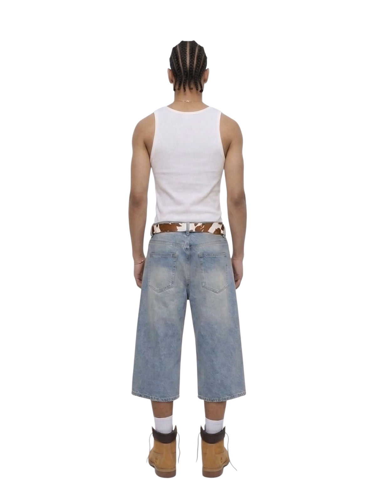 R3UPGARMS - Oversized Wide Leg Denim Shorts in Antique Blue