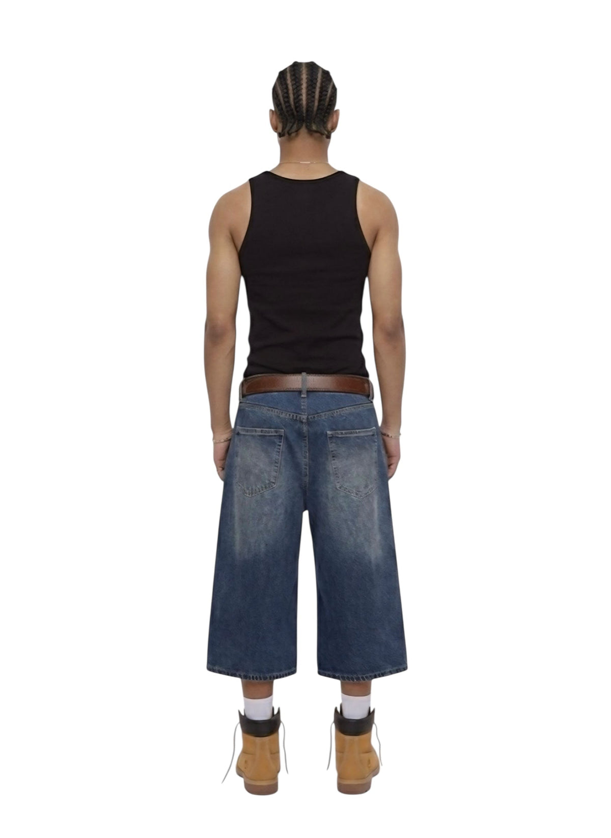 R3UPGARMS - Wide Leg Denim Shorts in Vintage Indigo