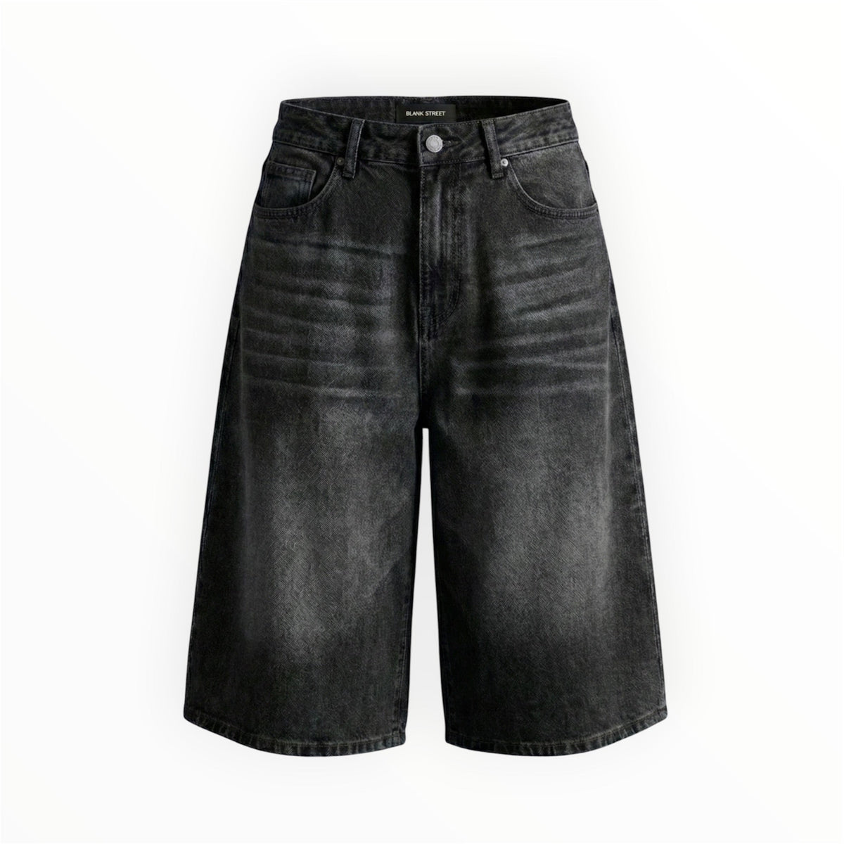 R3UPGARMS - Washed Black Wide Leg Denim Shorts