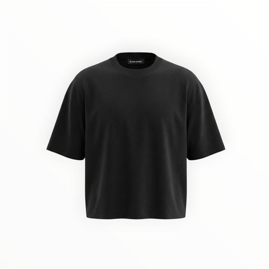 R3UPGARMS - Black Heavyweight Cropped Boxy Tee