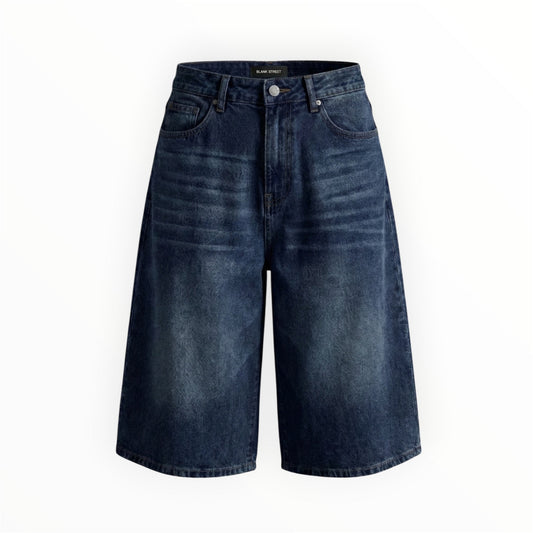 R3UPGARMS - Wide Leg Denim Shorts in Vintage Indigo