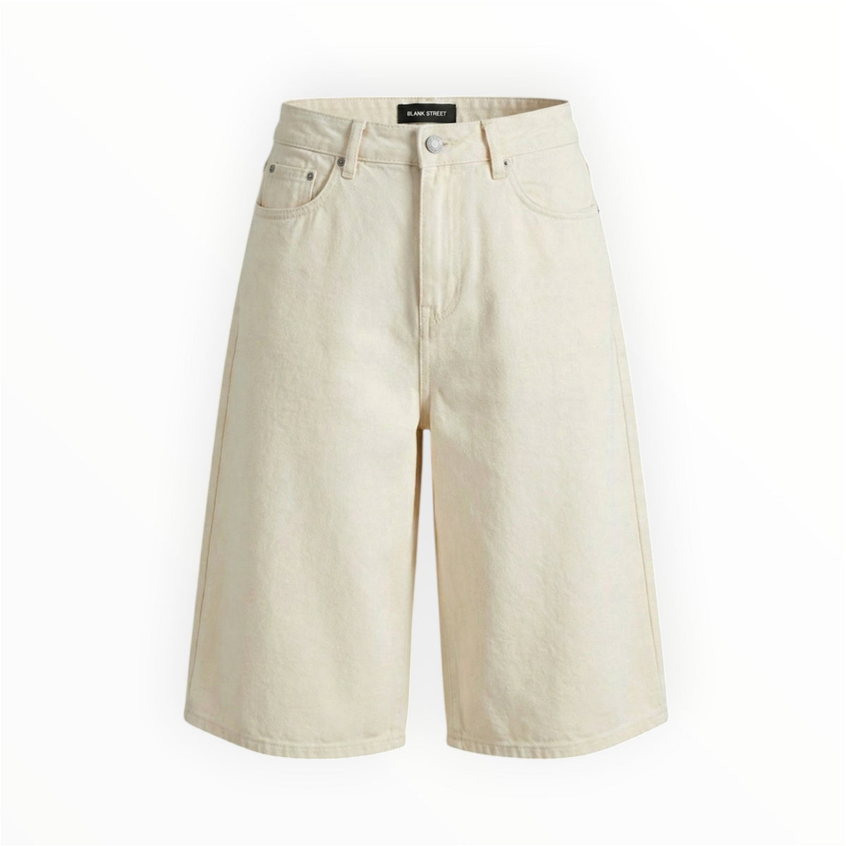 R3UPGARMS - Wide Leg Denim Shorts in Ecru