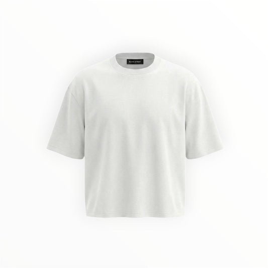 R3UPGARMS - Pure White Heavyweight Cropped Boxy Tee