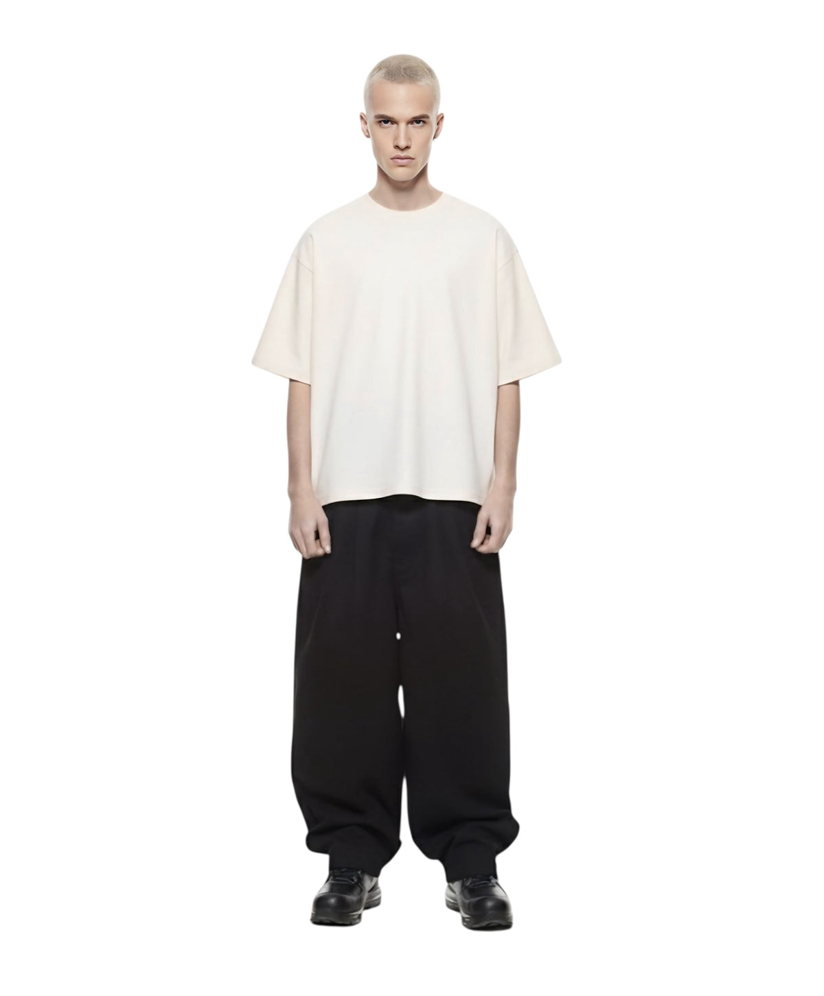 R3UPGARMS - Heavyweight Cropped Boxy Tee in Ecru