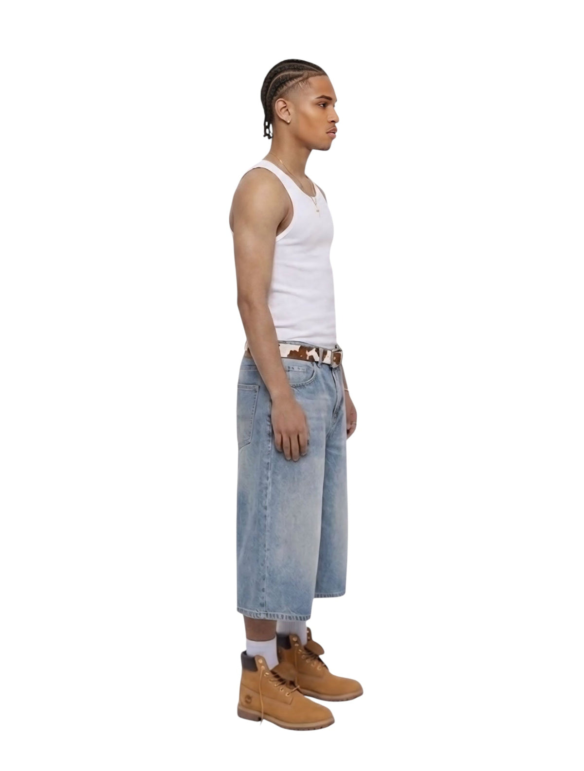 R3UPGARMS - Oversized Wide Leg Denim Shorts in Antique Blue